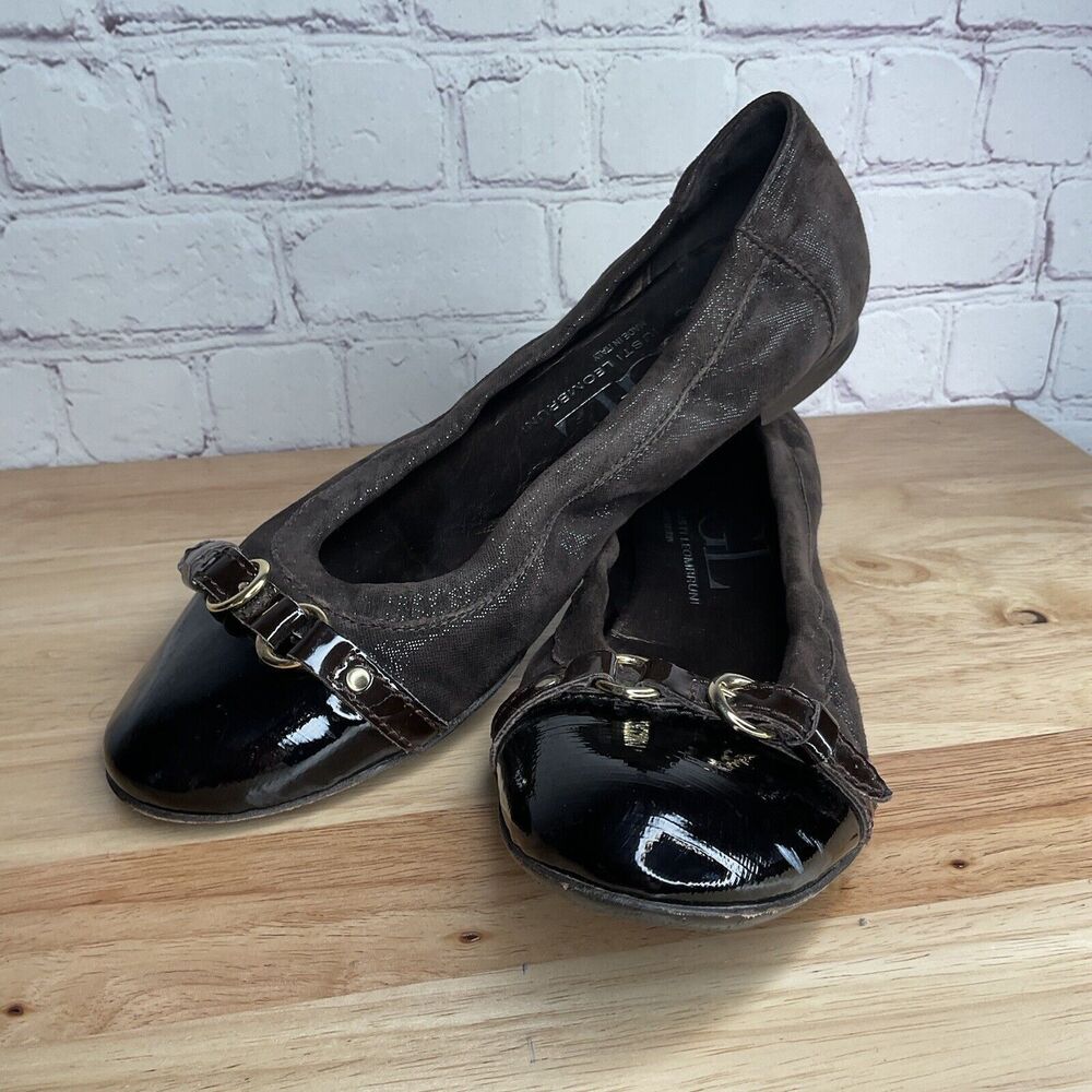AGL Monika Ballet‎ Flats Womens 37,5 US 7 Brown  Buckle Cap Toe Shoes Neutral